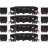 Athearn ATH15161 CG Central Georgia - 4 Pack - 40' 3-Bay Ribbed Hopper with Load HO Scale