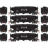 Athearn ATH15163 N&W Norfolk & Western - 4 Pack - 40' 3-Bay Ribbed Hopper with Load HO Scale