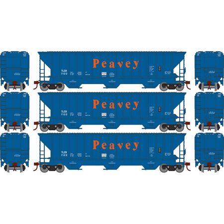Athearn ATH22275 PS4740 Covered Hopper 3 pack TLDX Peavey #7122/7125/7126 HO Scale
