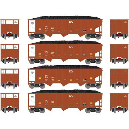 Athearn ATH25578 40' 3-Bay Ribbed Hopper w/Load CC Canadian National Set #2 4 Pack N Scale