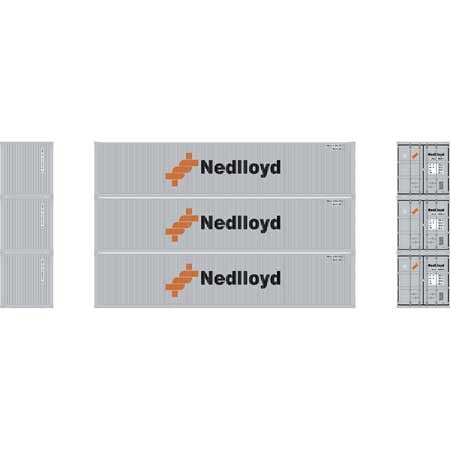 Athearn ATH27056 40' Corrugated Low Container, Nedlloyd # 2 (3 Pack) HO Scale