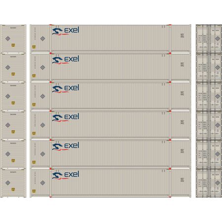 Athearn ATH28526 53' CIMC Container, Exel EXLU Set #2 (6 pack) HO Scale