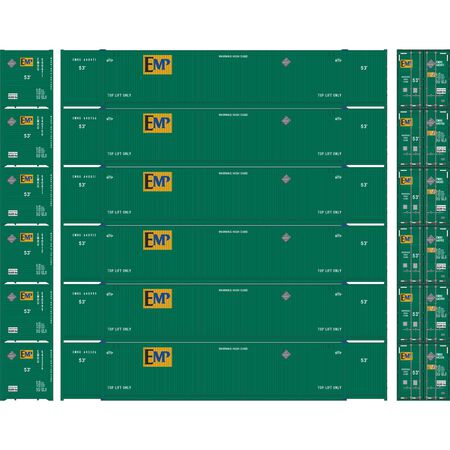 Athearn ATH28529 53' CIMC Container, EMP EMHU Set #1 (6 pack) HO Scale