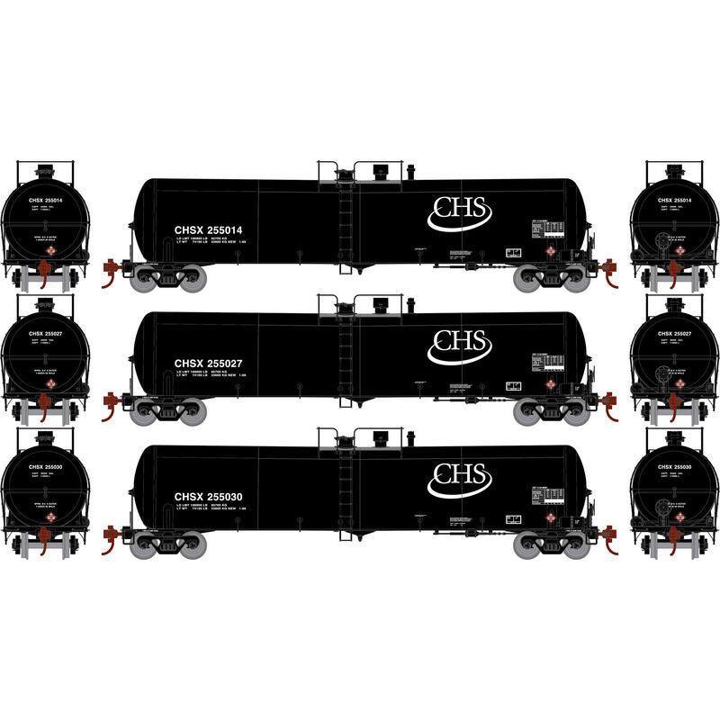 Athearn ATH29929 CHSX Set #1 3 Pack 30,000-Gallon Ethanol Tank HO Scale