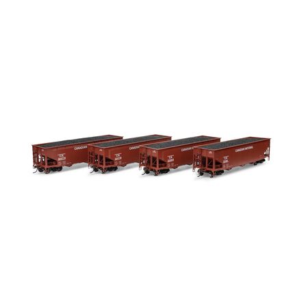 Athearn ATH33085 40' Offset Coal Hopper 4 Car Set with Load, CN Canadian National Set #2 HO Scale