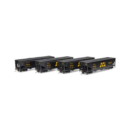Athearn ATH33091 40' Offset Coal Hopper 4 Car Set with Load, SCL Seaboard Coast Line #2 HO Scale