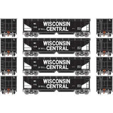 Athearn ATH7077 40' Offset Ballast Hopper w/Load, WC Wisconsin Central Set #1 (4 Pack) HO Scale