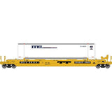 Athearn ATH7437 48' HuskyStack Well Car, DTTX/48' ITEL#56114-480229 with /48' ITEL Container HO Scale