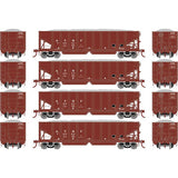 Athearn ATH7635 ATSF Santa Fe Set #2 4 Pack 40' Ribbed 3-Bay Ballast Hopper HO Scale