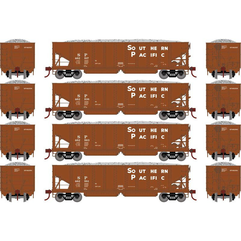 Athearn ATH7646 SP Southern Pacific Set #1 4 Pack 40' Ribbed 3-Bay Ballast Hopper HO Scale