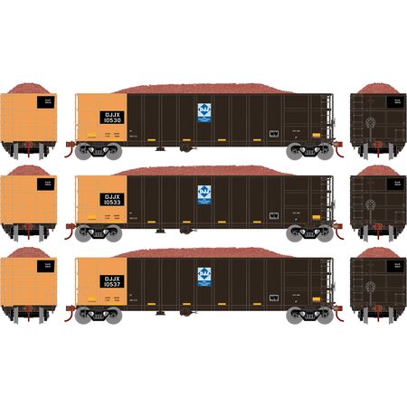 Athearn ATH7666 Thrall High Side Gondola with Load, DJJX Set #2 - 3 Pack HO Scale