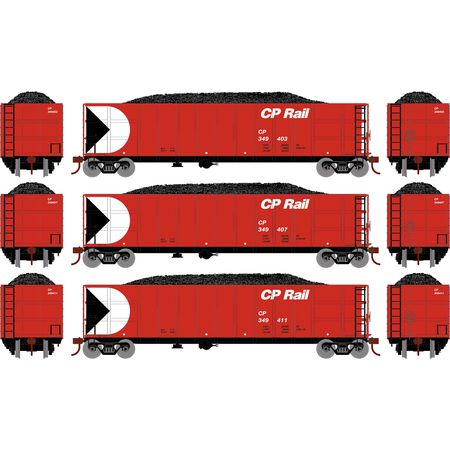 Athearn ATH7671 Thrall High Side Gondola with Load (3 Pack), CPR Canadian Pacific Set #1 HO Scale
