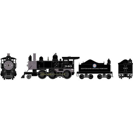 Athearn ATH87312 Old Time 2-6-0 Mogul D&RGW Denver & Rio Grande Western #940 with DCC & Sound HO Scale