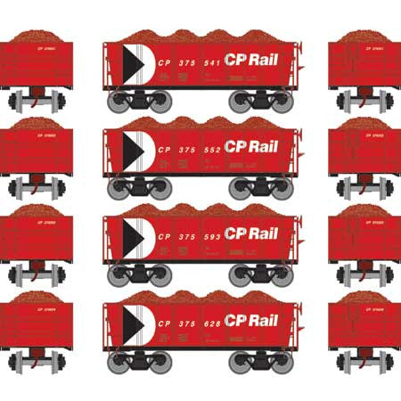 Athearn ATH97949 26' Ore Car Low Side w/Load CPR - Canadian Pacific Set #2 4 Pack HO Scale