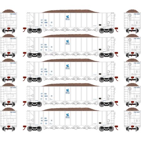 Athearn ATH98489 5 Bay Rapid Discharge Hopper ITGX White Set #1 - 5 Pack HO Scale