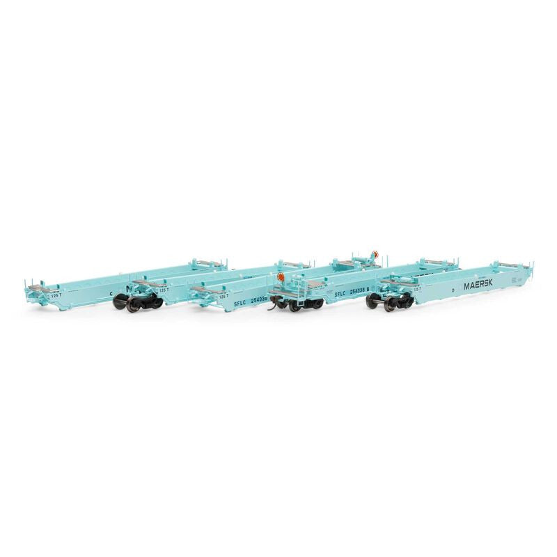 Athearn ATH98921 RTR Maxi I Well Cars, MAERSK - SFLC #254338 (5 car set) HO Scale