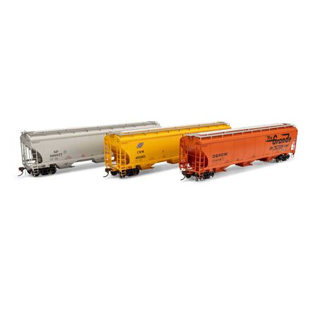 Athearn ATHG-1062 Trinity 5161 Covered Hopper 3 Pack, UP Fallen Flags Legendary Liveries CNW #480063/DRGW #10438/SP #496877 HO Scale