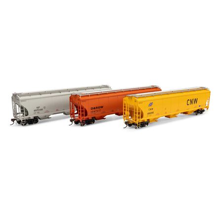 Athearn ATHG-1063 Trinity 5161 Covered Hopper 3 Pack, UP Fallen Flags Legendary Liveries CNW #480095/DRGW #10472/SP #497046 HO Scale