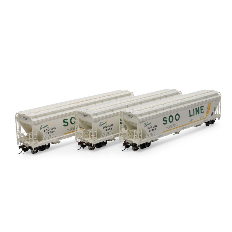 Athearn ATHG15439 4600 3-Bay Center Flow Hopper SOO Line 3 Pack HO Scale