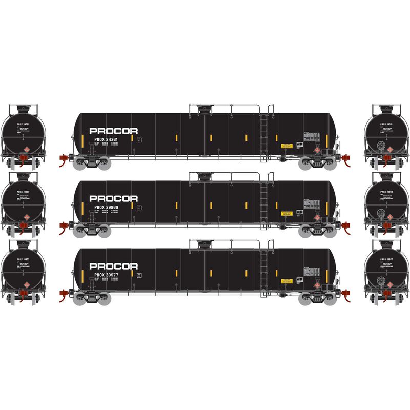 Athearn ATHG25586 33,900-Gallon LPG Tank, PROX Procor Set #1 (3 Pack) HO Scale