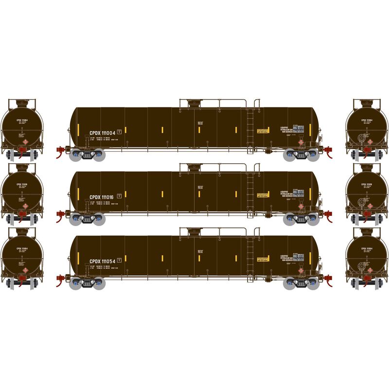 Athearn ATHG25595 33,900-Gallon LPG Tank, CPDX Set #1 (3 Pack) HO Scale