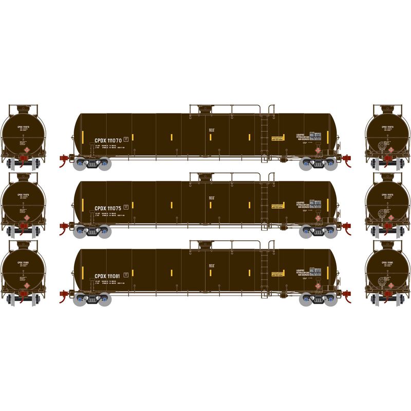 Athearn ATHG25596 33,900-Gallon LPG Tank, CPDX Set #2 (3 Pack) HO Scale