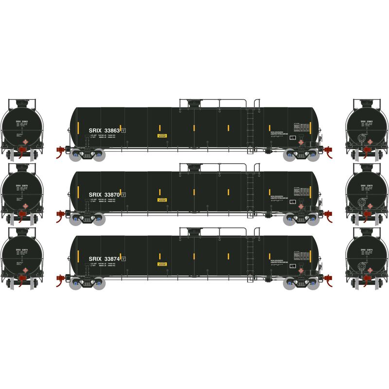 Athearn ATHG25599 33,900-Gallon LPG Tank, PROX Set #2 (3 Pack) HO Scale