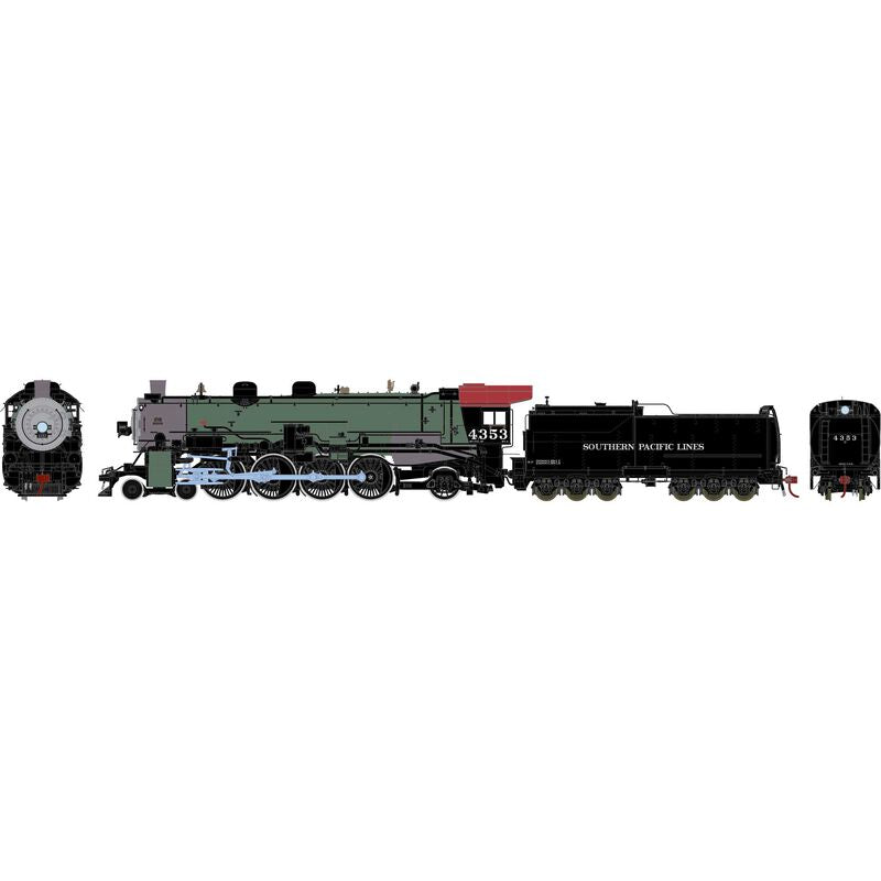 Athearn ATHG71657 4-8-2 MT-4 SP Southern Pacific /Green Boiler #4353 with DCC & Sound Tsunami2 HO Scale