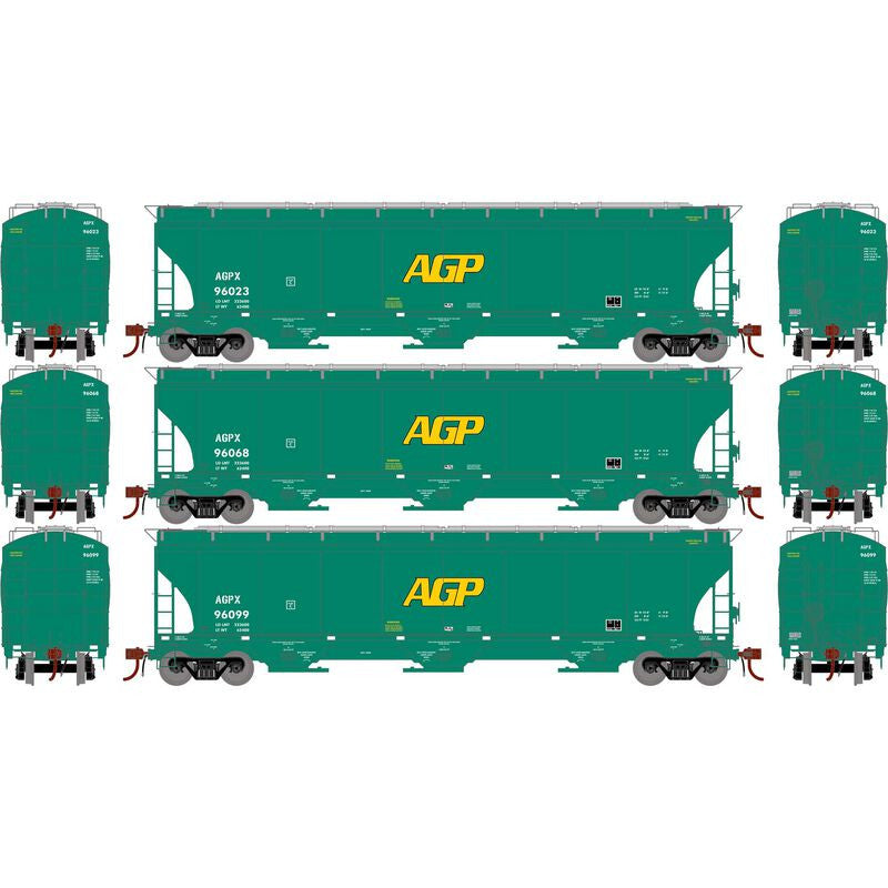 Athearn ATHG97158 Trinity 3-Bay Hoppers APGX AGP Set #2 3 Pack HO Scale