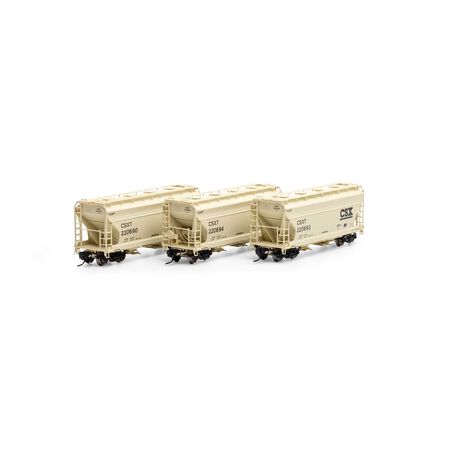 Athearn ATHGN24682 ACF 2970 Covered Hopper 3 Pack, CSXT N Scale