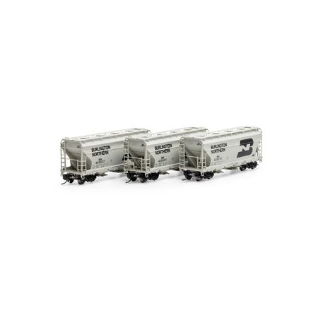 Athearn ATHGN24688 ACF 2970 Covered Hopper 3 Pack, BN Burlington Northern N Scale
