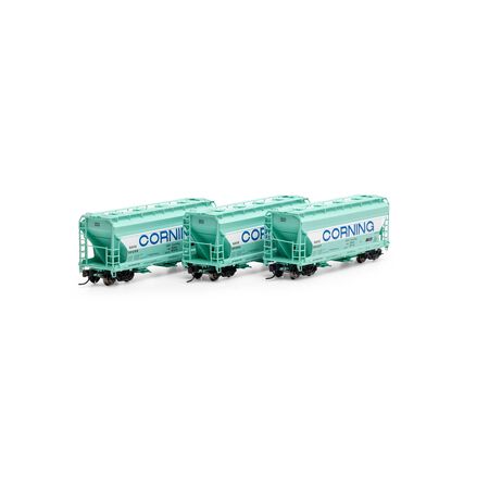 Athearn ATHGN24694 ACF 2970 Covered Hopper 3 Pack, NAHX Corning N Scale