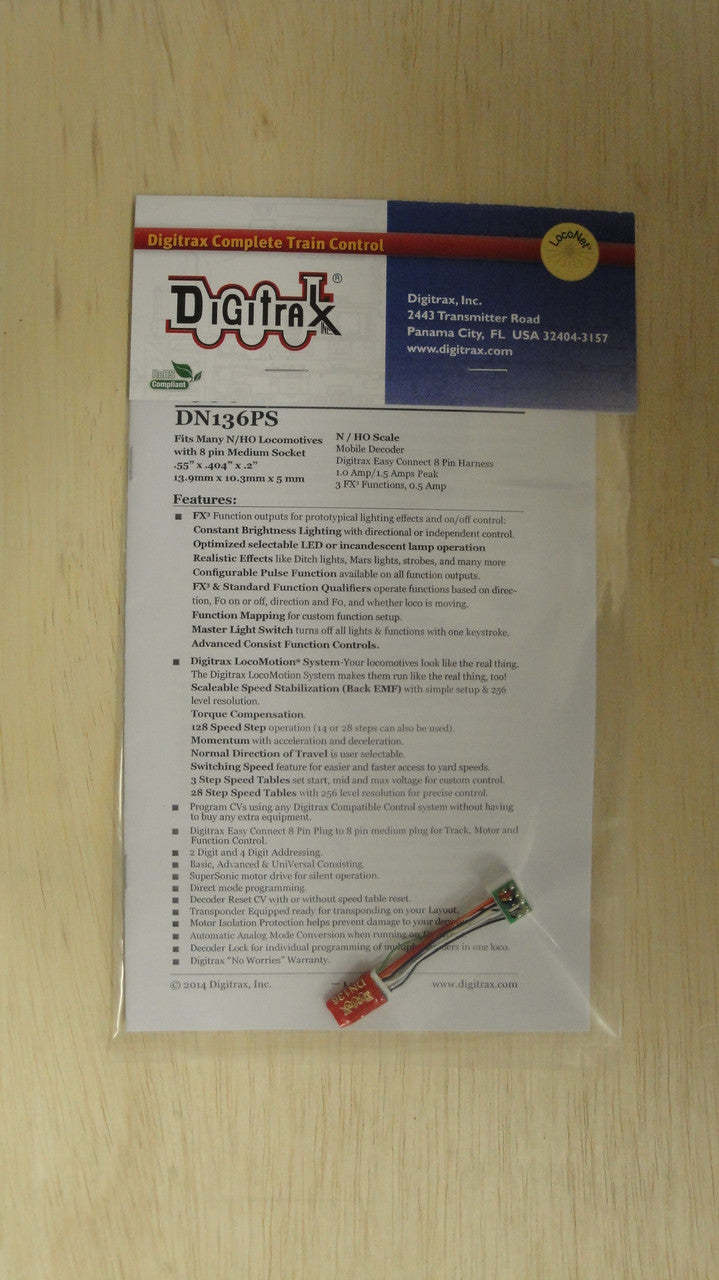 DN136PS Digitrax / Motor/Function Decoder (Scale = ALL) Part # 245-DN1 ...