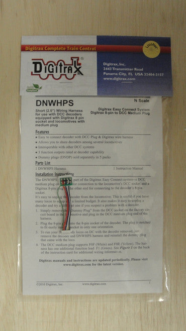 Digitrax DNWHPS N-Scale Wire Harness with 8 Pin plug