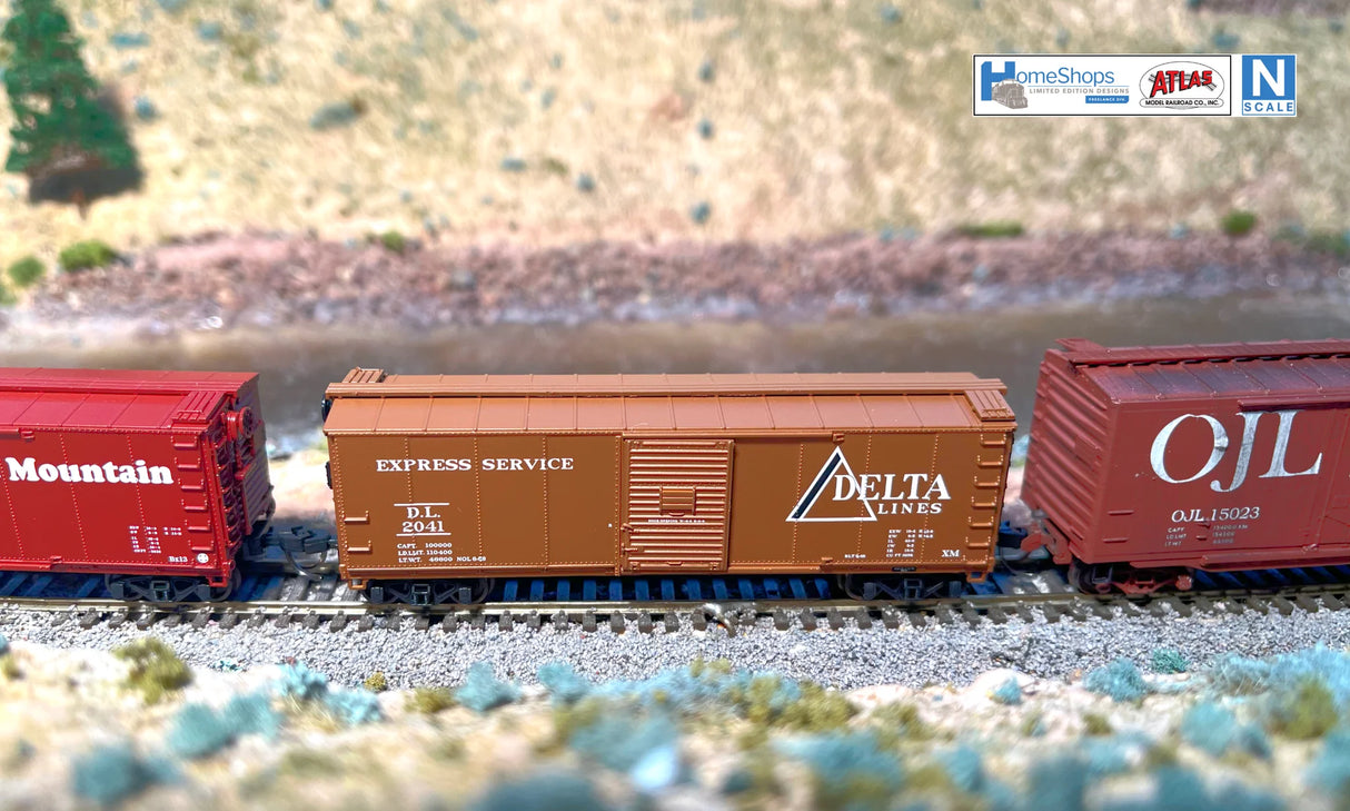 HomeShops NFB-002-002 DL - Delta Lines #2041 Atlas USRA Rebuilt Steel 40' Box Car N Scale