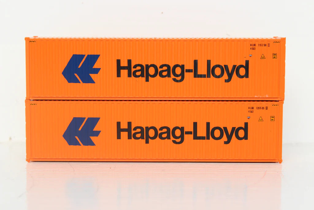 JTC MODEL TRAINS 405110 HAPAG-LlOYD 40' HIGH CUBE containers with Magnetic system, Corrugated-side N Scale
