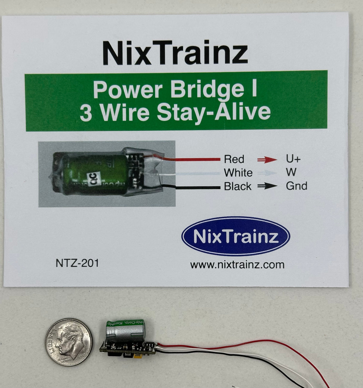 NixTrainz Power Bridge I 3 Wire Stay-Alive (works with ESU decoders)