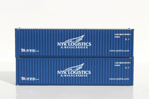 JTC MODEL TRAINS 405014 NYK LOGITICS 40' HIGH CUBE containers with Magnetic system, Corrugated-side N Scale