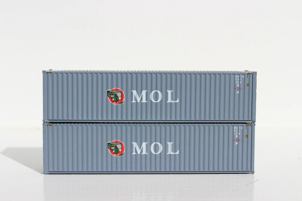 JTC MODEL TRAINS 405050 MOL GRAY-W/ GATOR logo – 40' HIGH CUBE containers with Magnetic system, Corrugated-side N Scale
