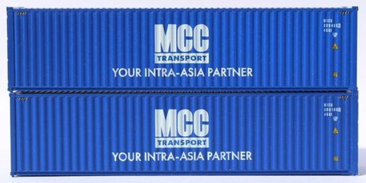 JTC MODEL TRAINS 405115 MCC Transport 40' HIGH CUBE containers with Magnetic system, Corrugated-side N Scale