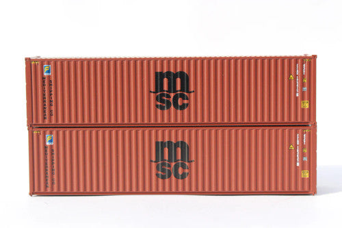 JTC MODEL TRAINS 405187 MSC FFAU (Florens lease, Brown with Black logo) 40' HIGH CUBE containers with Magnetic system, Corrugated-side N Scale