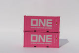 JTC MODEL TRAINS 205460 ONE Magenta SET #4 (GCXU) 20' Std. height containers with Magnetic system, Corrugated-side N Scale