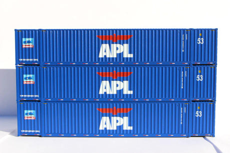 JTC MODEL TRAINS 953039 APL large logo "Early Scheme" Ocean 53' (HO Scale 1:87) 3 pack of containers with IBC castings at 53' corner HO Scale