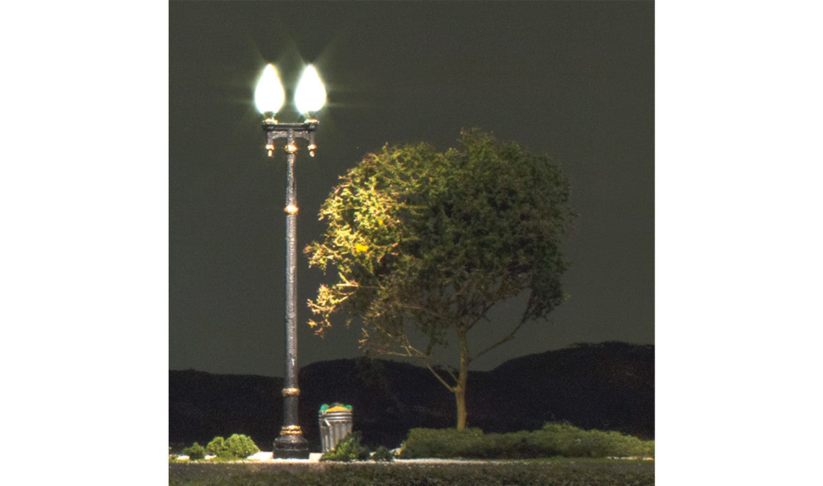 Woodland Scenics  5648 Double Lamp Post Street Light - Just Plug(TM) -- pkg(2)   (SCALE=O)  Part # 785-5648