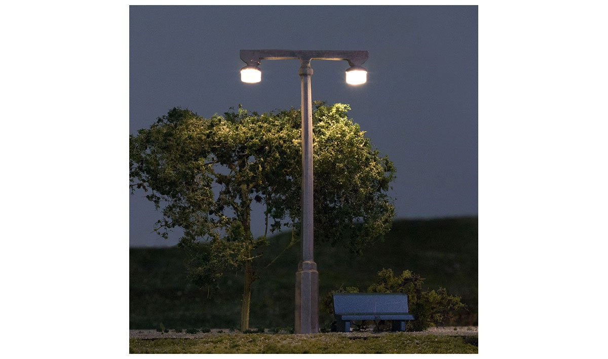 Woodland Scenics  5676 Twin Lamp Street Light - Just Plug(TM) -- pkg(3)   (SCALE=HO)  Part # 785-5676