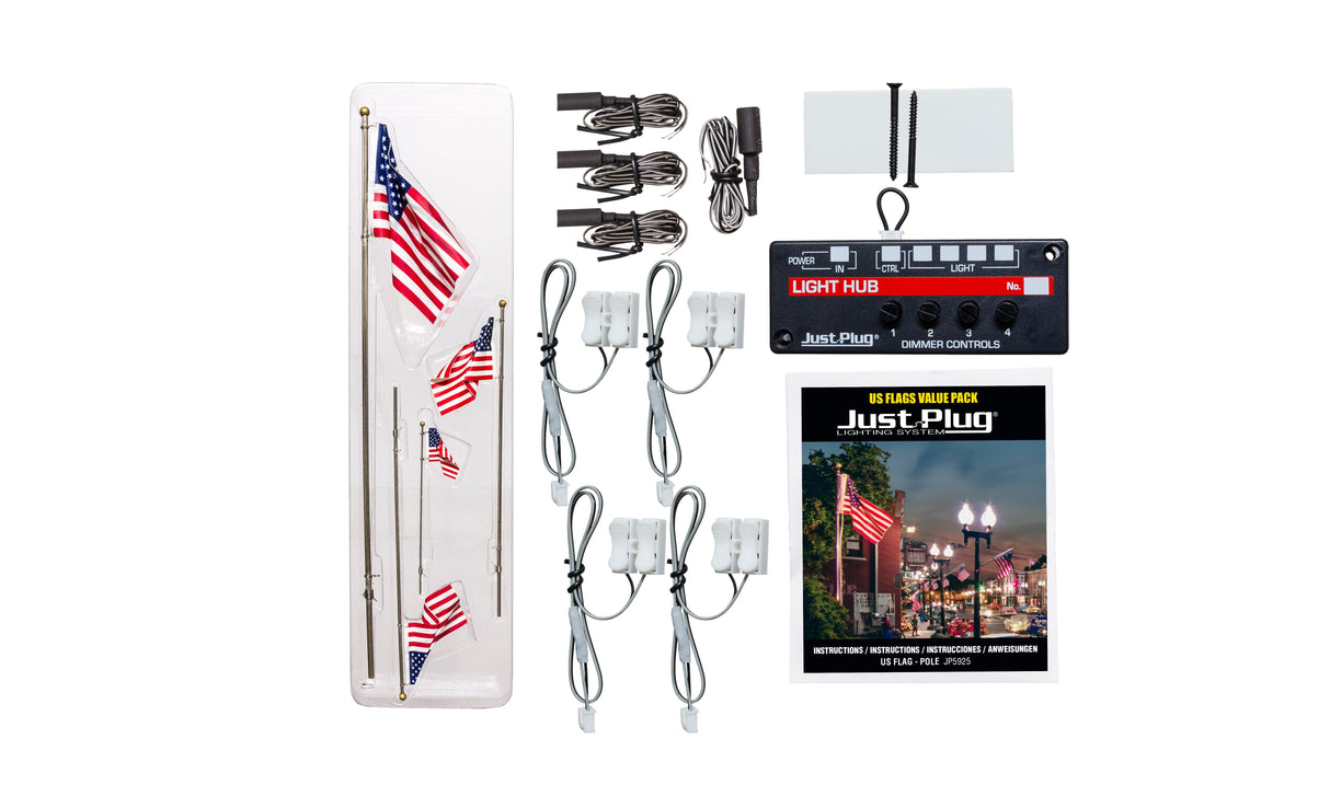 Woodland Scenics 5925 US Flags Poles - Just Plug Value Pack HO or N Scale