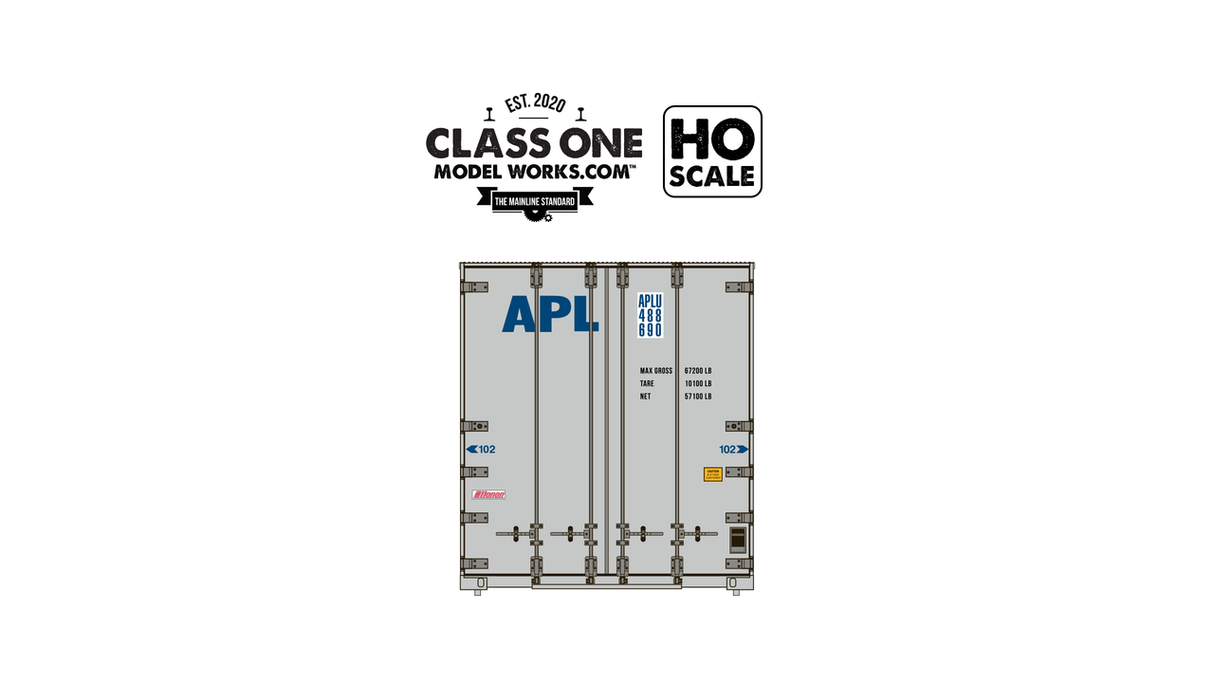 ClassOneModelWorks CT00102 2 pack Monon 48′ Exterior Post – American President Lines APLU #482107 / 482416 HO Scale