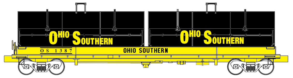 HomeShops HFG-004-002 OS Ohio Southern #1353 - InterMountain Evans 100 Ton Steel Coil Car HO Scale