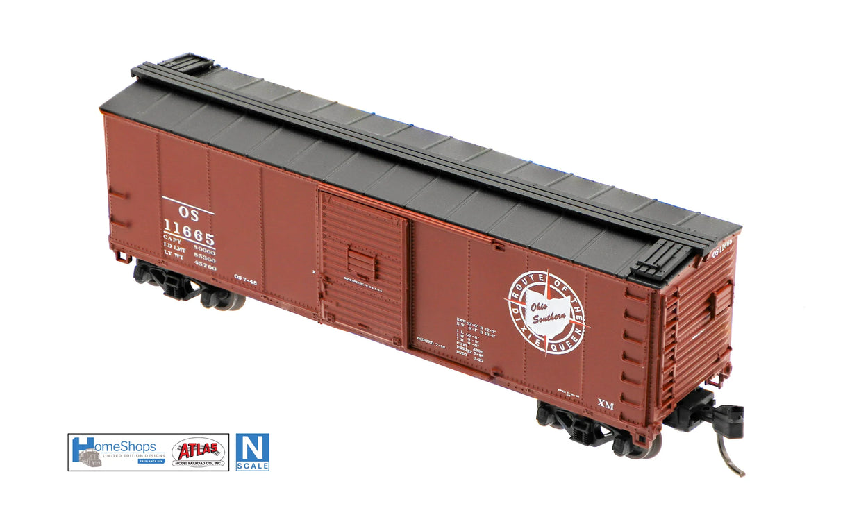 HomeShops NFB-003-002 OS - Ohio Southern #11665 Atlas USRA Rebuilt Steel 40' Box Car N Scale