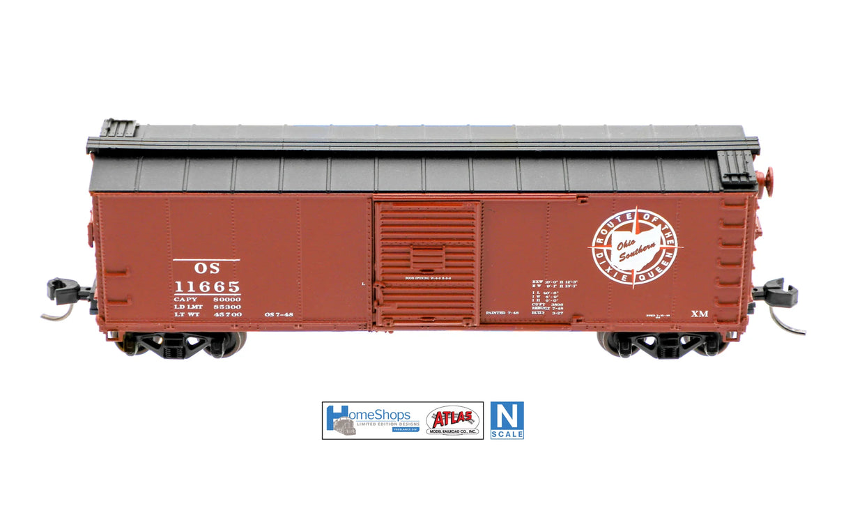 HomeShops NFB-003-002 OS - Ohio Southern #11665 Atlas USRA Rebuilt Steel 40' Box Car N Scale